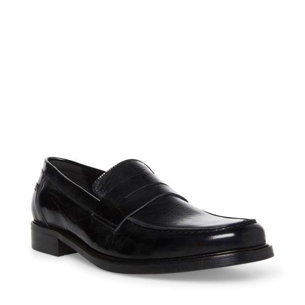 Loafers ανδρικα Steve Madden Brookline λουστρινι μαυρα | SM-687DN