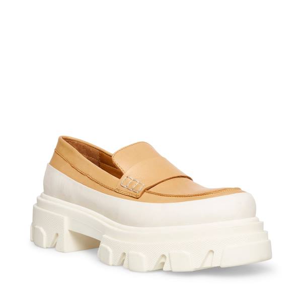 Loafers γυναικεια Steve Madden Flossie Tan δερματινα Μπεζ | SM-270IQ