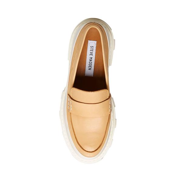 Loafers γυναικεια Steve Madden Flossie Tan δερματινα Μπεζ | SM-270IQ