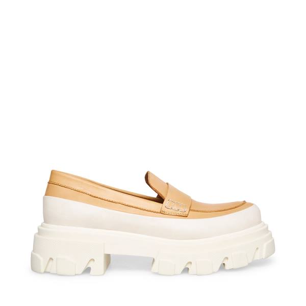 Loafers γυναικεια Steve Madden Flossie Tan δερματινα Μπεζ | SM-270IQ