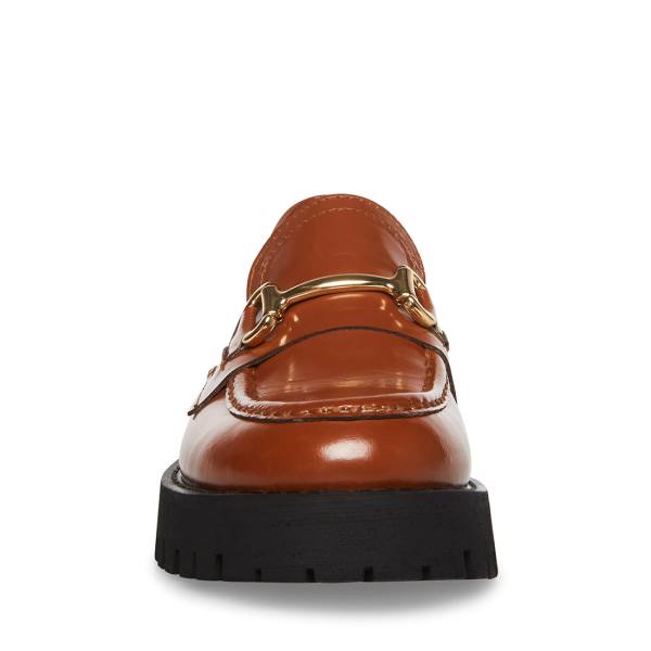 Loafers γυναικεια Steve Madden Lando Cognac δερματινα καφε | SM-274RS