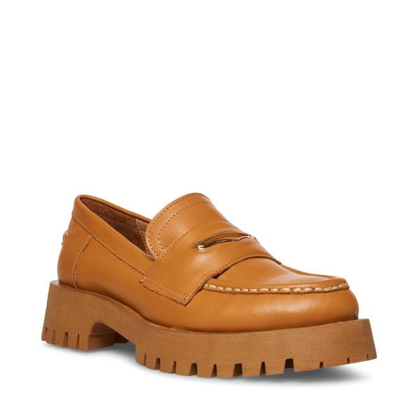 Loafers γυναικεια Steve Madden Lawrence Cognac δερματινα καφε | SM-236BX