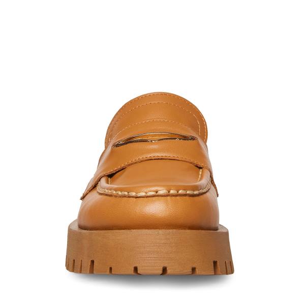 Loafers γυναικεια Steve Madden Lawrence Cognac δερματινα καφε | SM-236BX