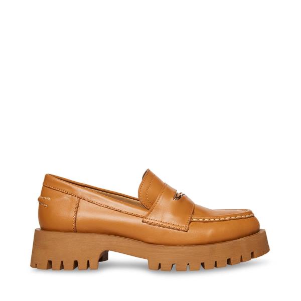 Loafers γυναικεια Steve Madden Lawrence Cognac δερματινα καφε | SM-236BX