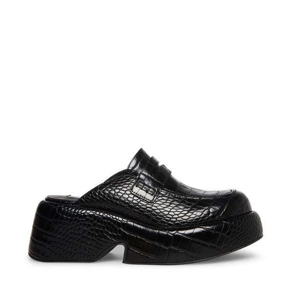 Loafers γυναικεια Steve Madden Portia Crocodile μαυρα | SM-976IX