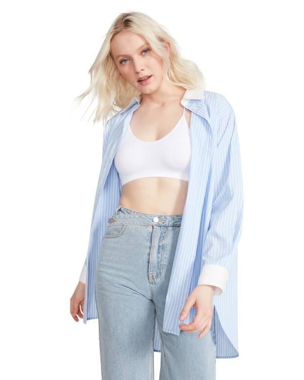 Αριστος γυναικεια Steve Madden Oversized Button Up μπλε | SM-480HY