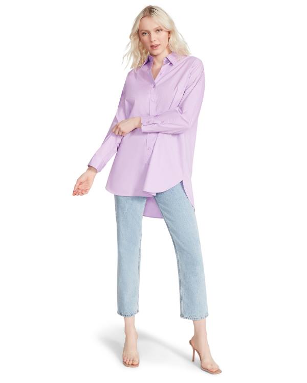 Αριστος γυναικεια Steve Madden Oversized Button Up μωβ | SM-735KA