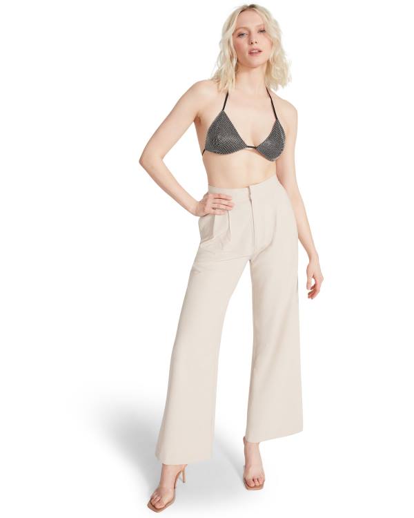 Παντελονια γυναικεια Steve Madden High Waisted Trouser Ivory ασπρα | SM-951HI