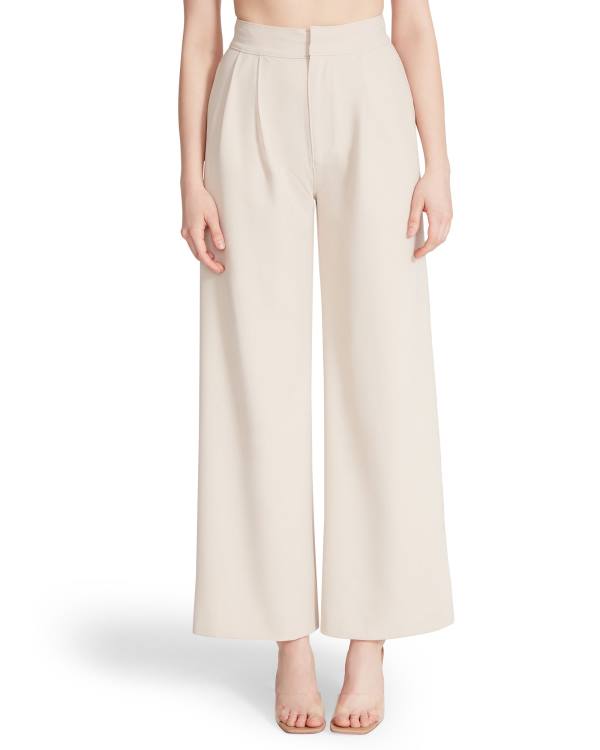 Παντελονια γυναικεια Steve Madden High Waisted Trouser Ivory ασπρα | SM-951HI