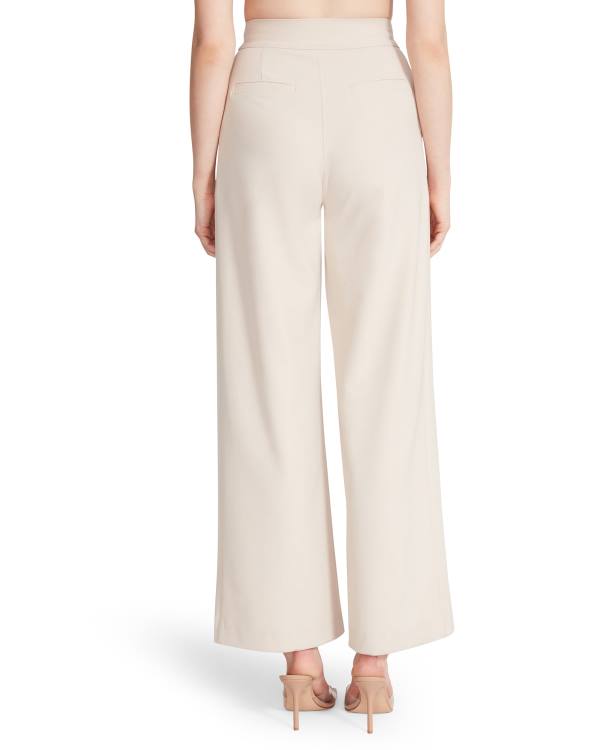 Παντελονια γυναικεια Steve Madden High Waisted Trouser Ivory ασπρα | SM-951HI