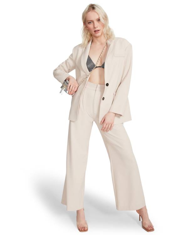 Παντελονια γυναικεια Steve Madden High Waisted Trouser Ivory ασπρα | SM-951HI