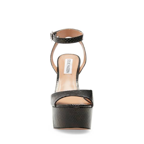 Τακούνια γυναικεια Steve Madden Skyla Snake Heel μαυρα Snakeskin | SM-907NB