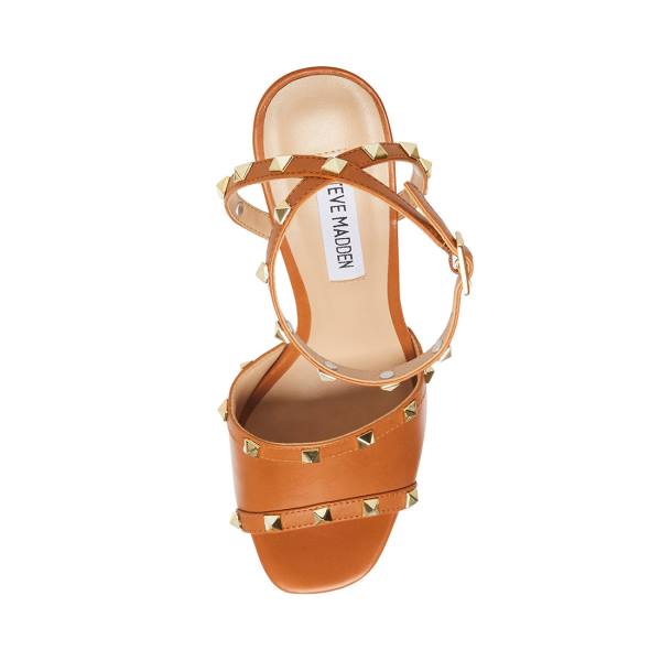 Τακούνια γυναικεια Steve Madden Tabari Cognac δερματινα Heel καφε | SM-023SZ