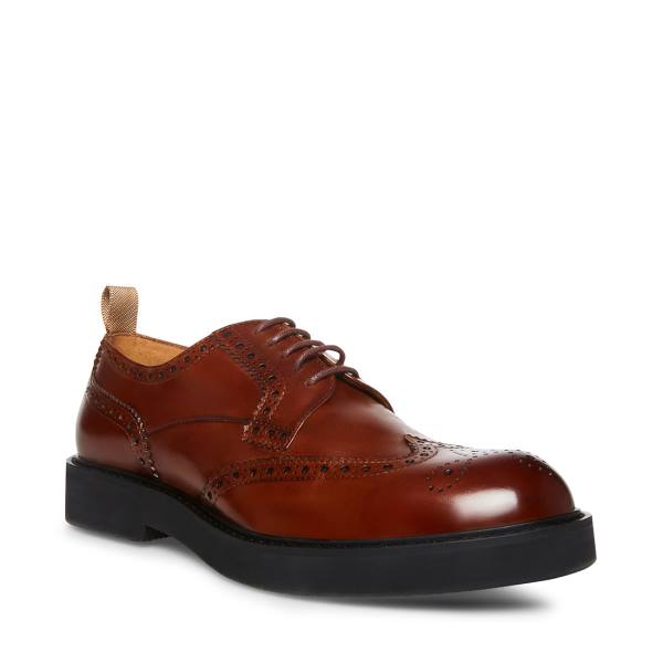 επισημα παπουτσια ανδρικα Steve Madden Adrick Cognac δερματινα καφε | SM-145BT