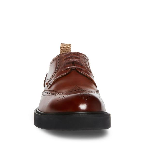 επισημα παπουτσια ανδρικα Steve Madden Adrick Cognac δερματινα καφε | SM-145BT