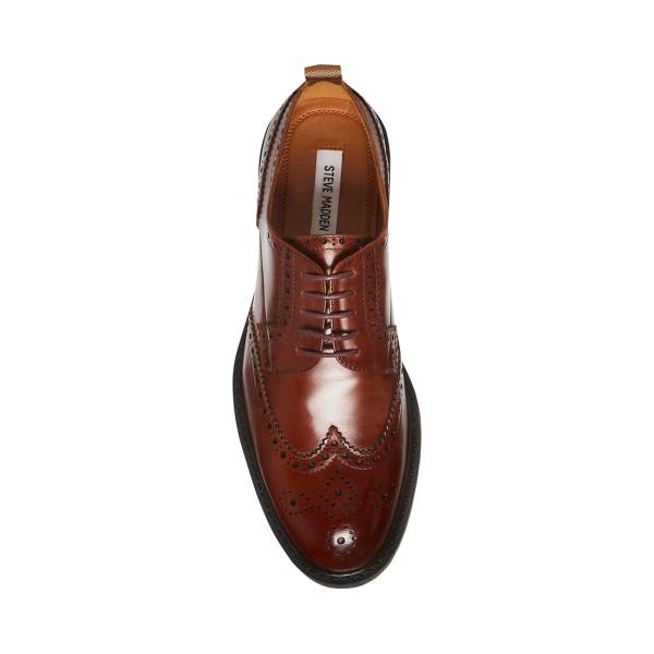 επισημα παπουτσια ανδρικα Steve Madden Adrick Cognac δερματινα καφε | SM-145BT