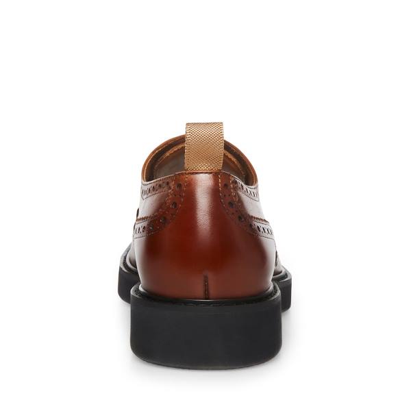 επισημα παπουτσια ανδρικα Steve Madden Adrick Cognac δερματινα καφε | SM-145BT