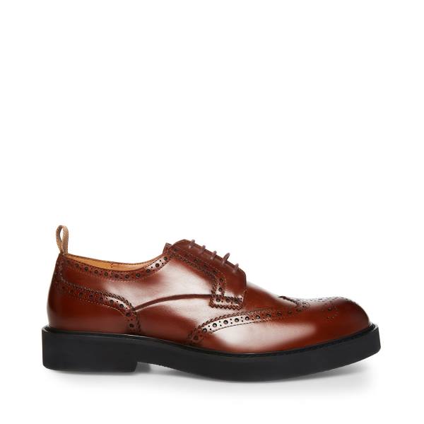 επισημα παπουτσια ανδρικα Steve Madden Adrick Cognac δερματινα καφε | SM-145BT