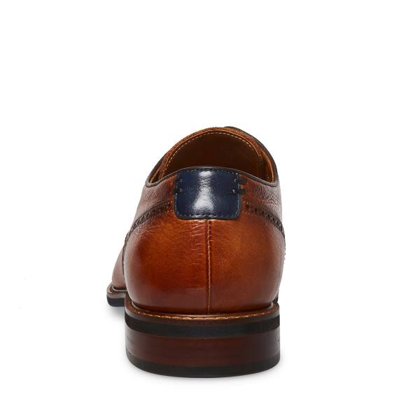 επισημα παπουτσια ανδρικα Steve Madden Bannon Cognac δερματινα καφε | SM-974IA