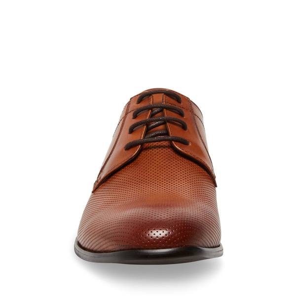 επισημα παπουτσια ανδρικα Steve Madden Perris Cognac δερματινα καφε | SM-859LK