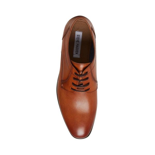 επισημα παπουτσια ανδρικα Steve Madden Perris Cognac δερματινα καφε | SM-859LK