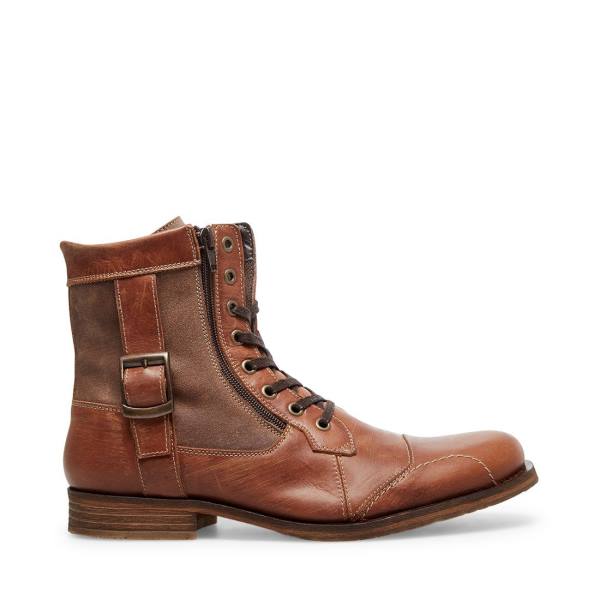 μποτεσ ανδρικα Steve Madden Sidetrack Cognac δερματινα καφε | SM-847BK