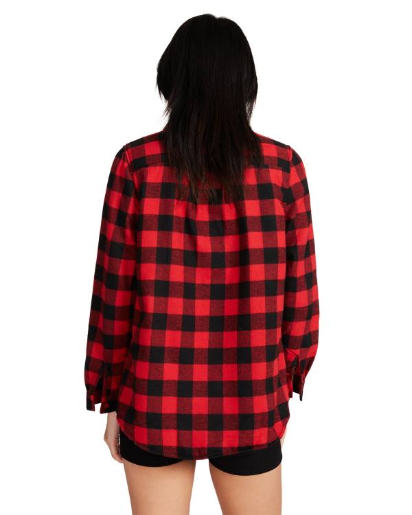 μπουφαν γυναικεια Steve Madden Teddy επενδυση Flannel κοκκινα | SM-042OC