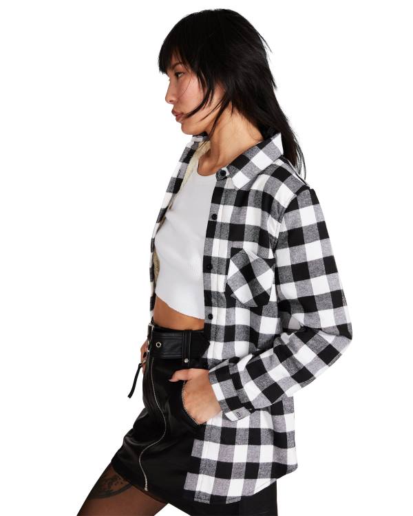 μπουφαν γυναικεια Steve Madden Teddy επενδυση Flannel μαυρα | SM-239OC