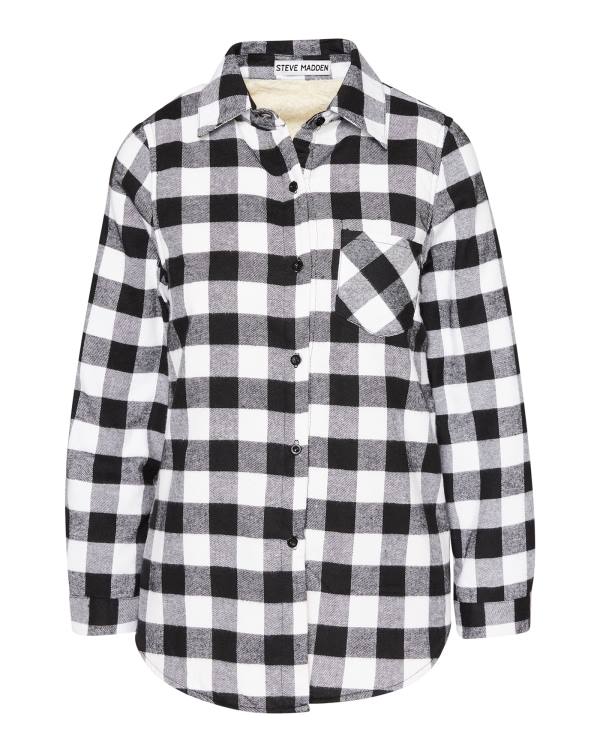 μπουφαν γυναικεια Steve Madden Teddy επενδυση Flannel μαυρα | SM-239OC