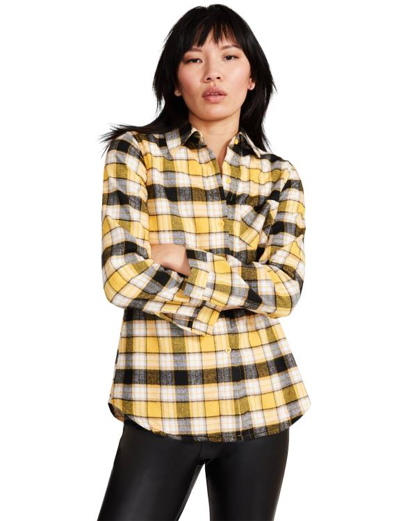 μπουφαν γυναικεια Steve Madden Teddy επενδυση Flannel κίτρινα | SM-401ZN