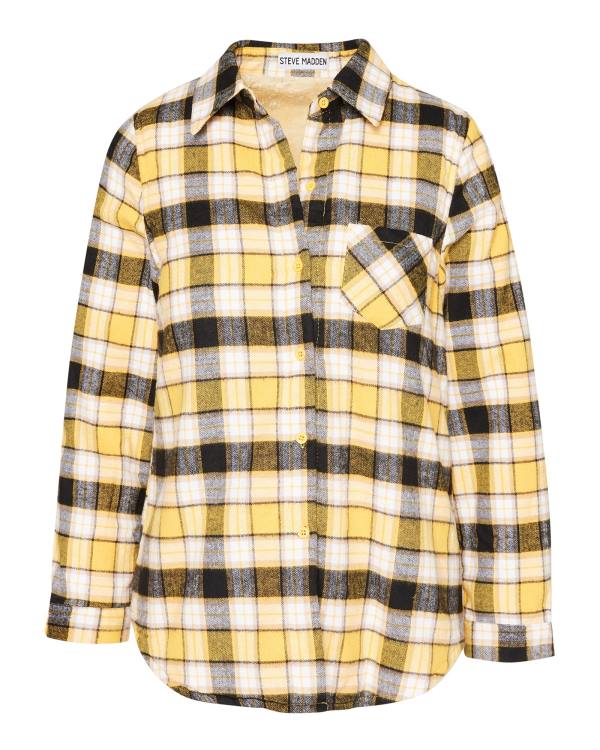 μπουφαν γυναικεια Steve Madden Teddy επενδυση Flannel κίτρινα | SM-401ZN