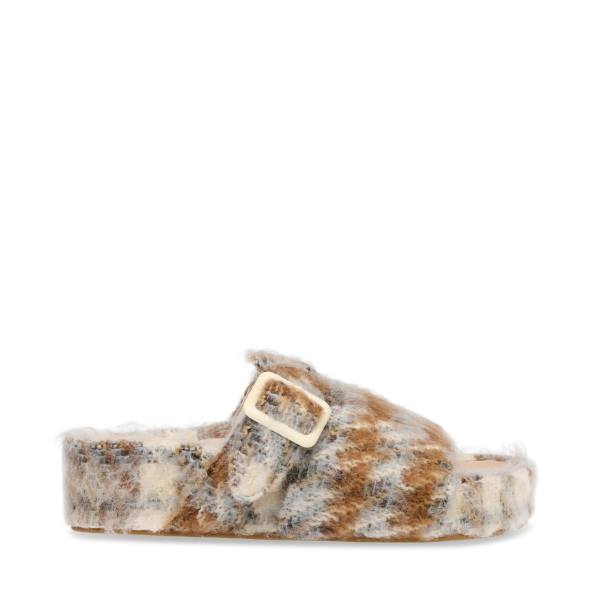 παντοφλες γυναικεια Steve Madden Rizzle Plaid Μπεζ | SM-864PH