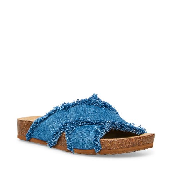 σανδαλια γυναικεια Steve Madden Devyn Denim Fabric μπλε | SM-674KF