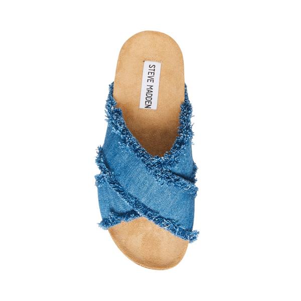 σανδαλια γυναικεια Steve Madden Devyn Denim Fabric μπλε | SM-674KF