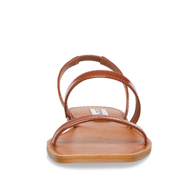 σανδαλια γυναικεια Steve Madden Direct Cognac λουστρινι καφε | SM-406BR