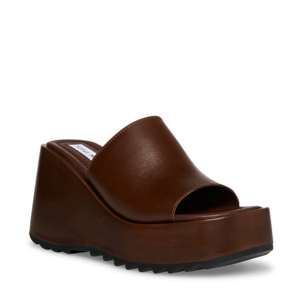 σανδαλια γυναικεια Steve Madden Pepe30 Cognac δερματινα καφε | SM-968FE