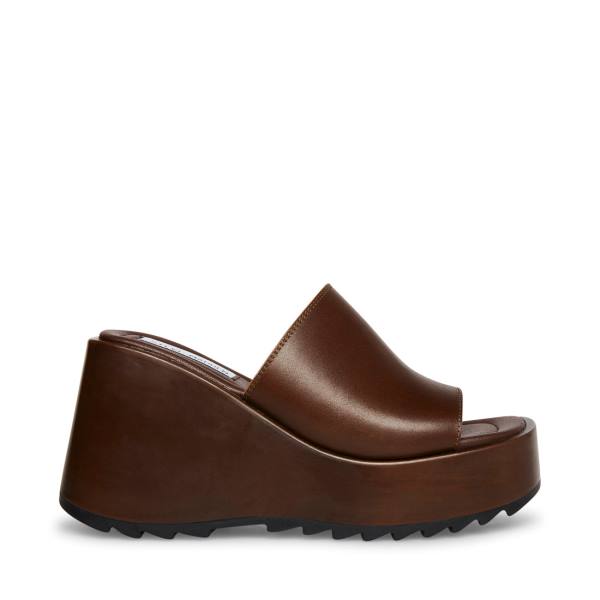 σανδαλια γυναικεια Steve Madden Pepe30 Cognac δερματινα καφε | SM-968FE