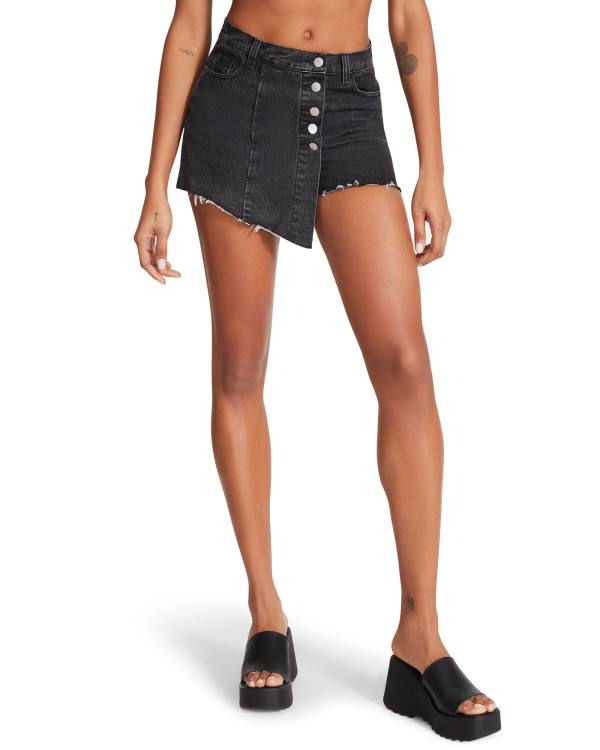 σορτσ γυναικεια Steve Madden Black Denim Skort μαυρα | SM-569SA