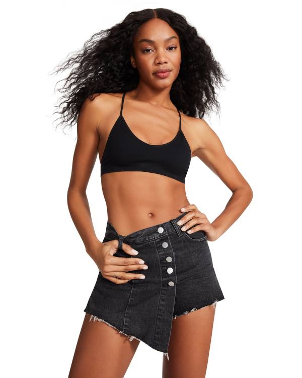 σορτσ γυναικεια Steve Madden Black Denim Skort μαυρα | SM-569SA