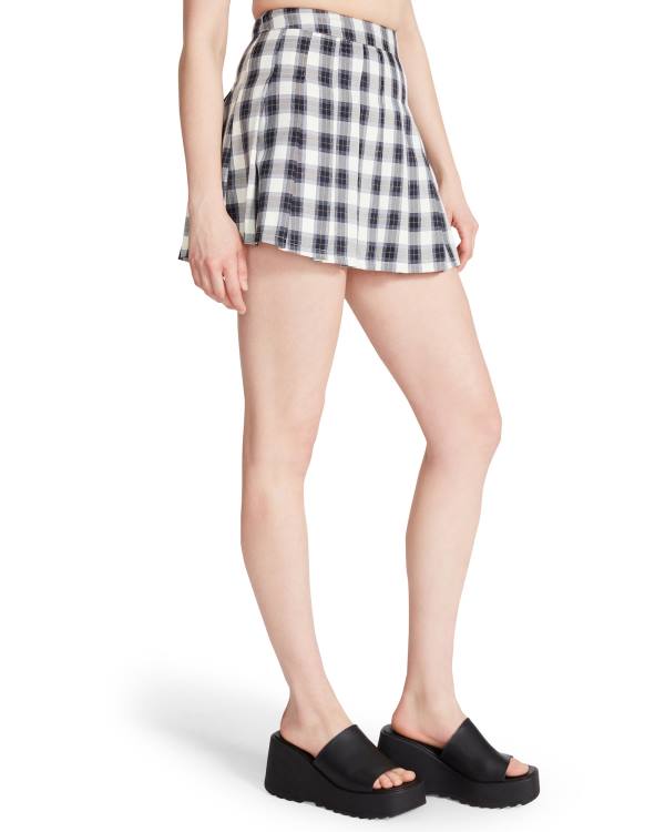 φουστεσ γυναικεια Steve Madden Plaid Pleated Mini σκουρο μπλε | SM-326WY