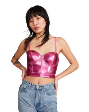 Αριστος γυναικεια Steve Madden Metallic Bustier ροζ | SM-384FI