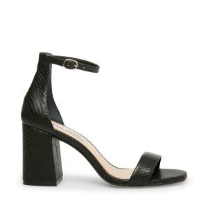 Τακούνια γυναικεια Steve Madden Gracelynn Snake Heel μαυρα Snakeskin | SM-462UR