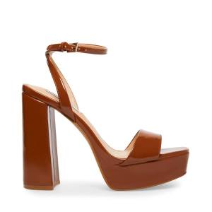 Τακούνια γυναικεια Steve Madden Lessa Cognac λουστρινι Heel καφε | SM-769WR