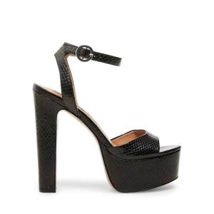 Τακούνια γυναικεια Steve Madden Skyla Snake Heel μαυρα Snakeskin | SM-907NB