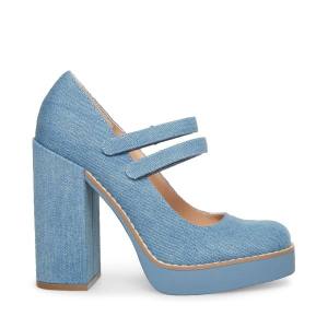 Τακούνια γυναικεια Steve Madden Twice Denim Fabric Heel μπλε | SM-480KE