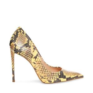 Τακούνια γυναικεια Steve Madden Vala Snake Heel κίτρινα Snakeskin | SM-093SC