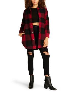 μπουφαν γυναικεια Steve Madden Eldridge Plaid κοκκινα | SM-230CA