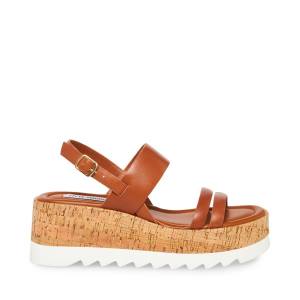 σανδαλια γυναικεια Steve Madden Athena Cognac δερματινα καφε | SM-951UE