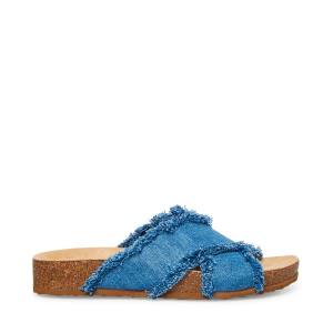 σανδαλια γυναικεια Steve Madden Devyn Denim Fabric μπλε | SM-674KF